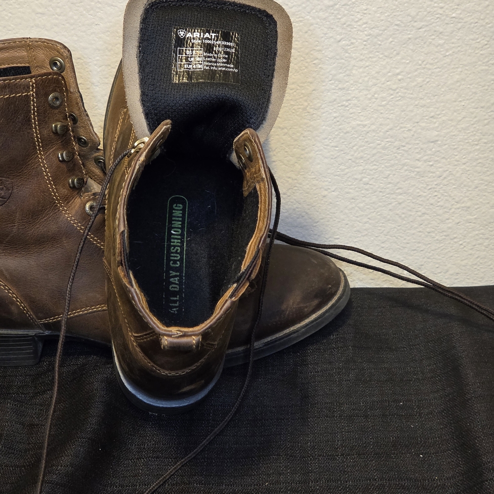 Womens Ariat Boot Barn Brown Roper Lace Up Boots 9.5 - Picture 5 of 6